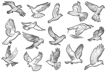 A group of birds soaring in the sky. Ideal for nature and wildlife concepts