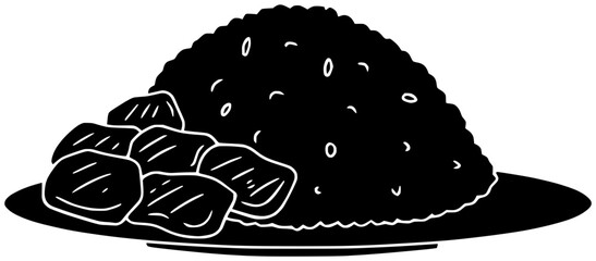 meat illustration meal silhouette dinner logo pork icon food outline beef dish plate chicken rice vegetable lunch delicious gourmet shape fried sauce healthy for vector graphic background