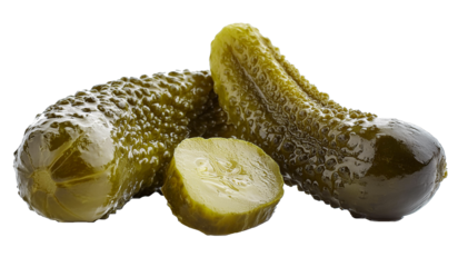 cornichons juteux détourés sur fond transparent
