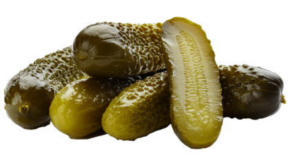 cornichons juteux détourés sur fond transparent