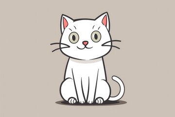 Obraz premium A white cat with big eyes sitting down. Suitable for pet-related designs
