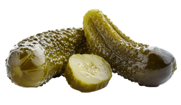cornichons juteux détourés sur fond transparent