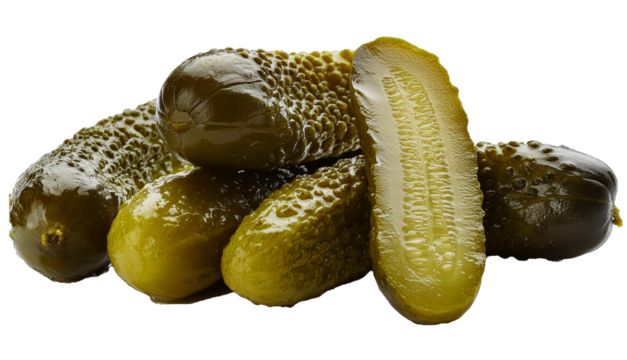 cornichons juteux détourés sur fond transparent