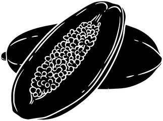 tropical illustration papaya silhouette leaf logo nature icon fruit outline exotic tree summer plant garden natural organic palm food shape jungle tropic green for vector graphic background