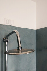 Modern Bathroom Shower Head with Minimalist Design in Grey Tile Setting