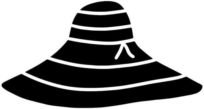 fashion illustration sun silhouette summer logo cap icon head outline hat accessory beach clothing wear style straw holiday protection shape female traditional vacation for vector graphic background