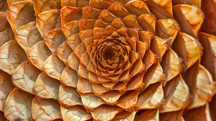 The pine cone symbolizes the perfection of the proportions of division. Its spiral structure, composed of precisely arranged scales, is a mathematical masterpiece that reflects harmony and symmetry.