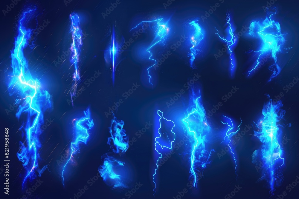 Poster Abstract lightning effects on a dark backdrop. Ideal for graphic design projects