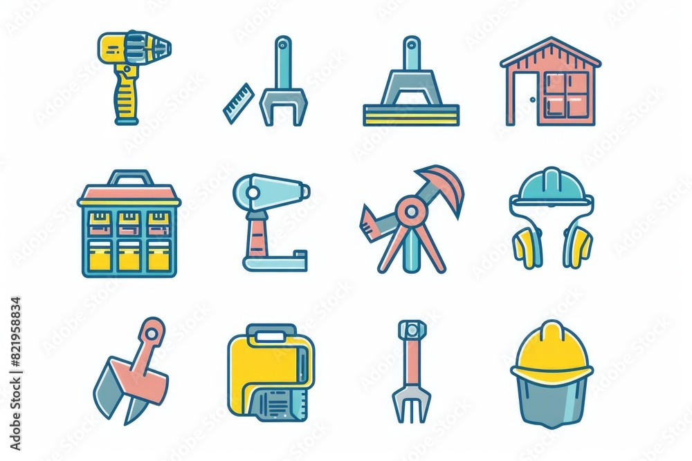 Poster a variety of construction related icons for various design projects