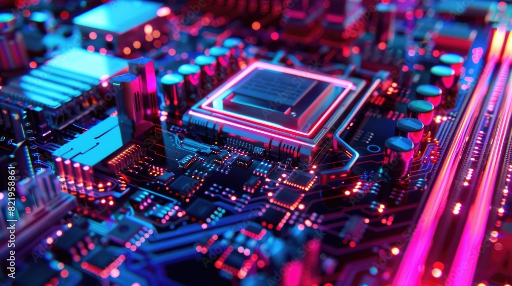 Aufkleber Detailed close up of a computer motherboard. Suitable for technology and electronics concepts