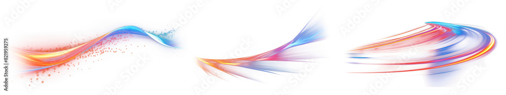 Poster light streak effect png element set on transparent background