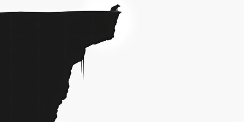 Abstract Black Rock Formation with Light Accents