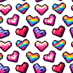 Pixel hearts colorful gradient icon, isolated