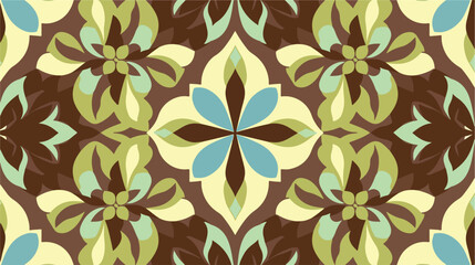 Brown Blue and Light Green Color Seamless Pattern