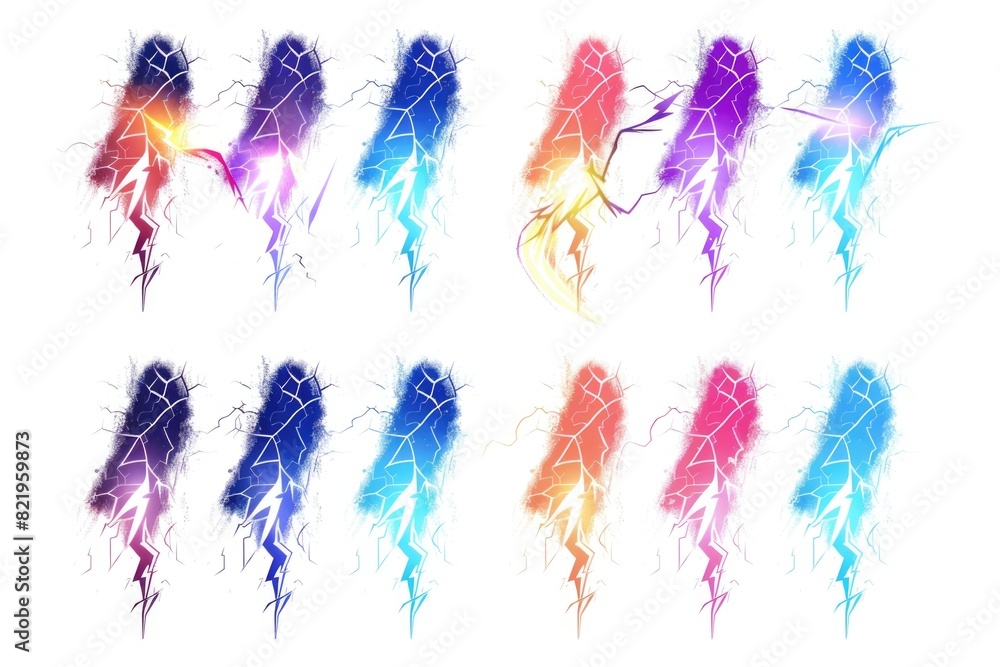 Aufkleber A set of six different colored lightning streaks. Perfect for adding a dynamic touch to any design project