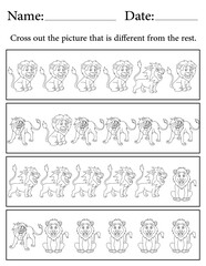 Lion Puzzle. Printable Activity Page for Kids. Educational Resources for School for Kids. Kids Activity Worksheet. Find the Different Object