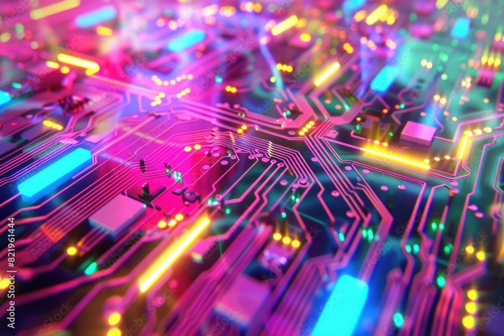 Fototapete Detailed view of a computer circuit board. Suitable for technology and electronics concepts