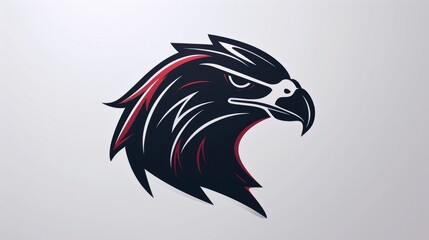 A striking black and red eagle head on a white background. Perfect for patriotic designs or wildlife themes