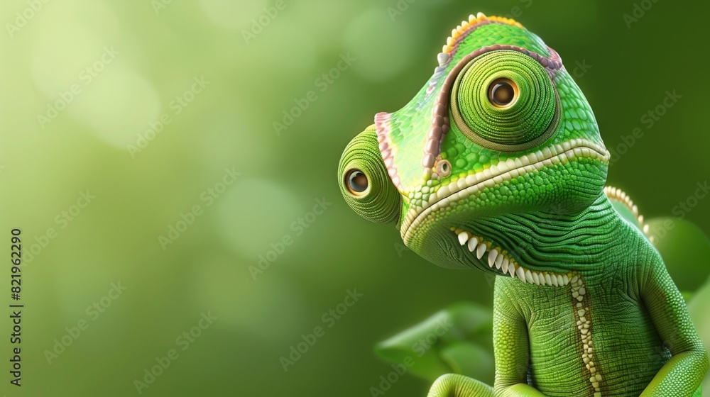 Aufkleber Close up of a chameleon blending into tree branch. Ideal for nature and wildlife themes