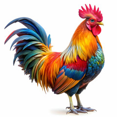 Fototapeta premium a vibrant colors rooster white background