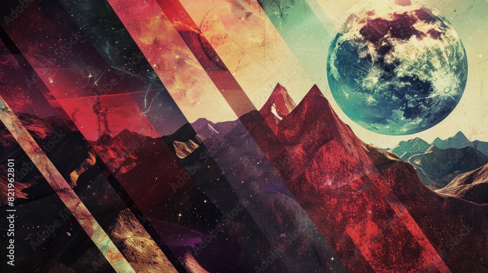 Poster simple multicolored geometric shapes in outer space