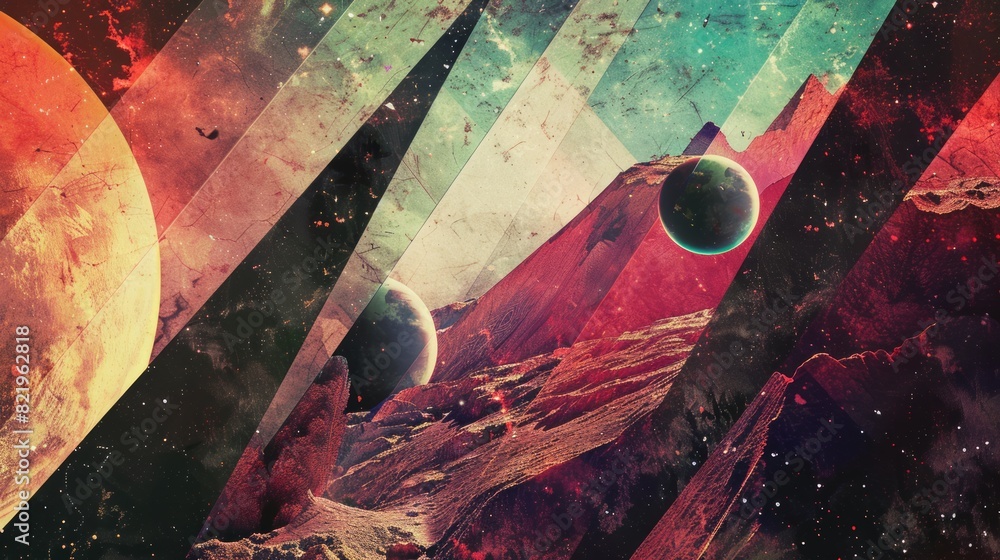 Aufkleber simple multicolored geometric shapes in outer space