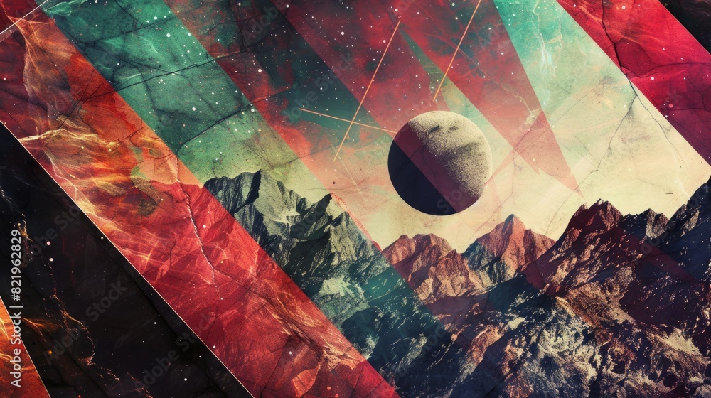 Aufkleber simple multicolored geometric shapes in outer space