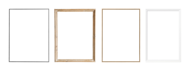 Picture frame png element set on transparent background