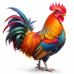 Fototapeta premium a vibrant colors rooster white background