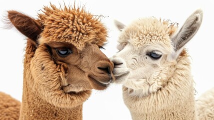 Obraz premium A pair of llamas standing side by side. Perfect for animal lovers