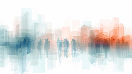 Abstract business background in graphic style, geometric image of people on a white background