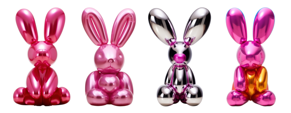 Twisty balloon of the modern rabbit png element set on transparent background