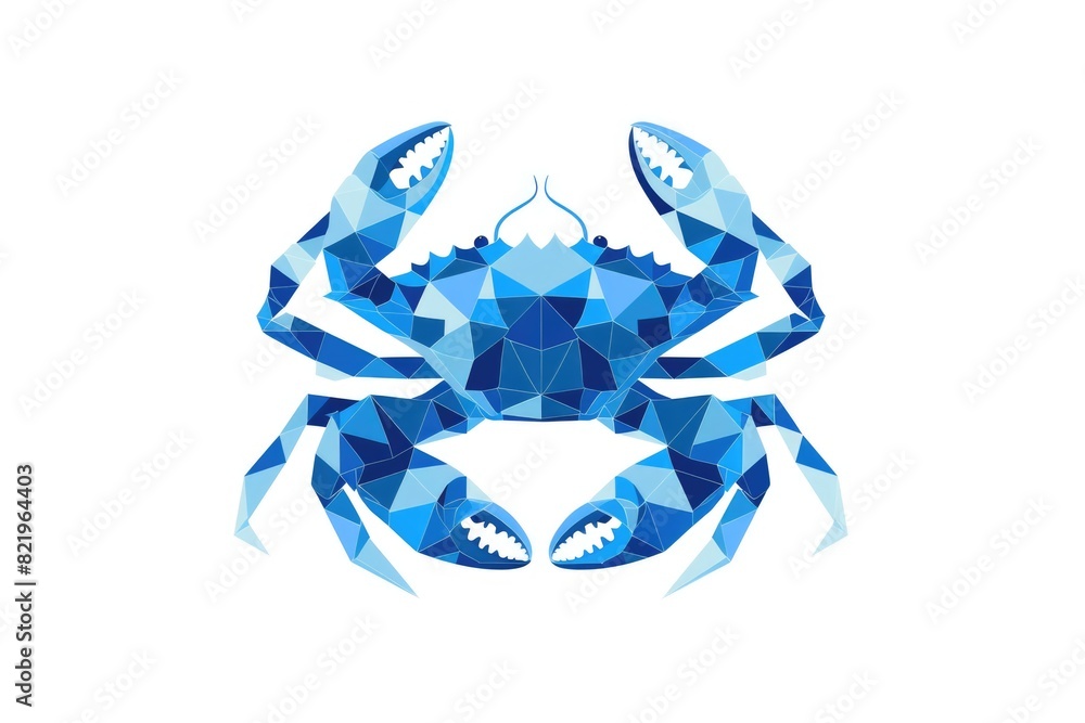 Aufkleber geometric blue crab made of triangles on a plain white background. ideal for educational materials o