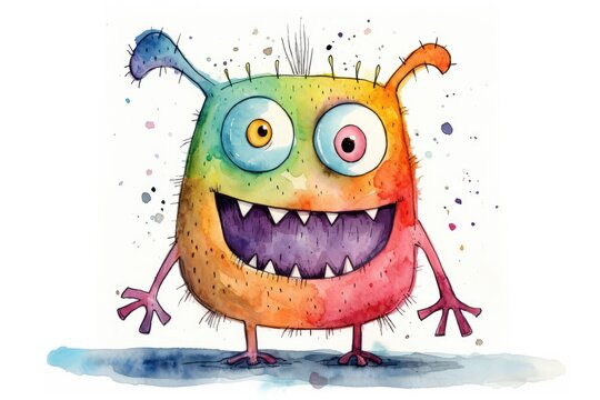 recommend clip art: childlike drawing of colorful monster illustration