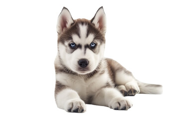 Fototapeta premium The image showcases a Siberian husky puppy on a transparent background.