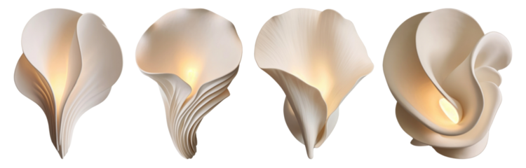 Minimal shell lamp png element set on transparent background