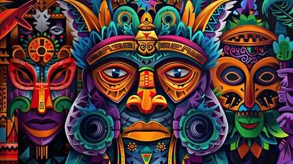"Colorful Tribal Art Celebrating Global Indigenous Cultures on Pride Day"