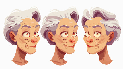Old woman character face construction cartoon vector