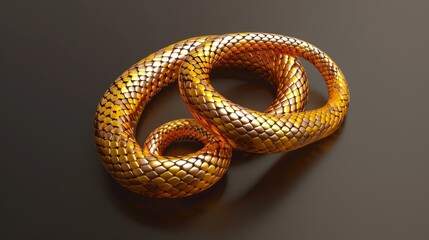 Fototapeta premium Symbol of the infinite. Snake eating its tail in 3D.