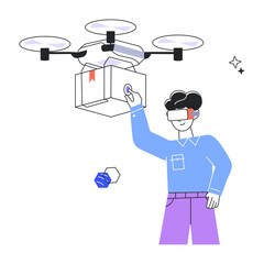 Check out linear mini illustration of drone delivery 