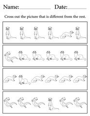 Otter Puzzle. Printable Activity Page for Kids. Educational Resources for School for Kids. Kids Activity Worksheet. Find the Different Object