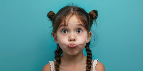 A little girl making a funny face with her tongue. Suitable for children's content
