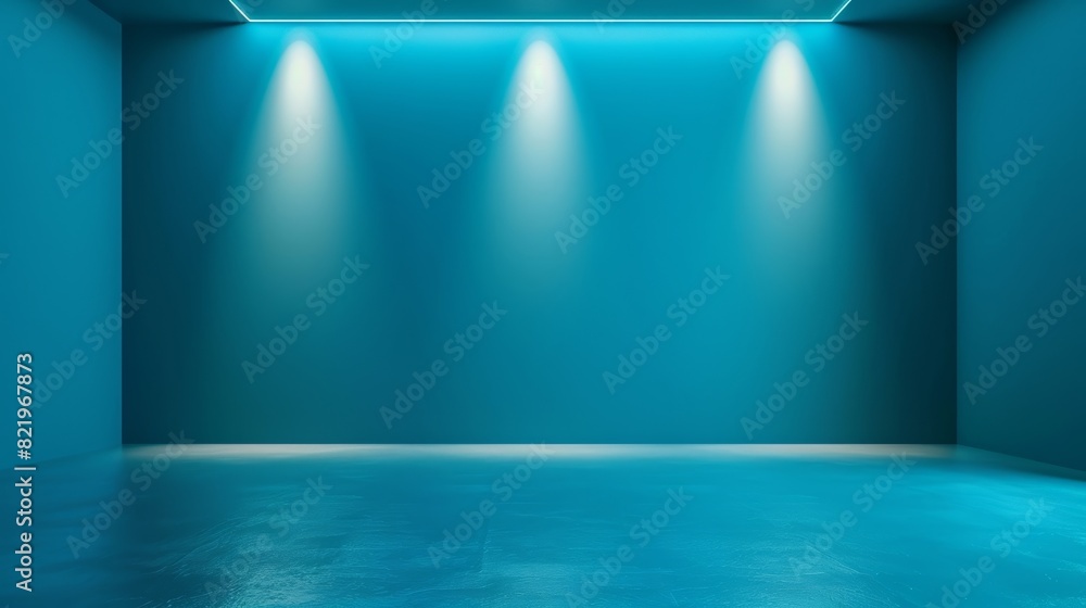 Poster light blue gradient spotlight backdrop with perspective floor backdrop for displaying your product o