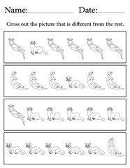 Otter Puzzle. Printable Activity Page for Kids. Educational Resources for School for Kids. Kids Activity Worksheet. Find the Different Object