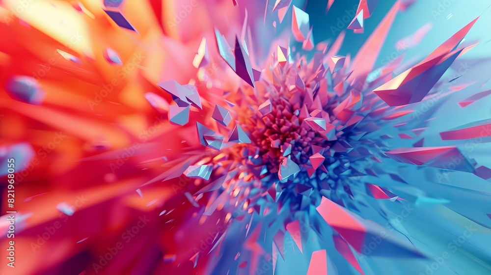 Aufkleber geometric abstract background. explosion power design with crushing surface. 3d illustration.