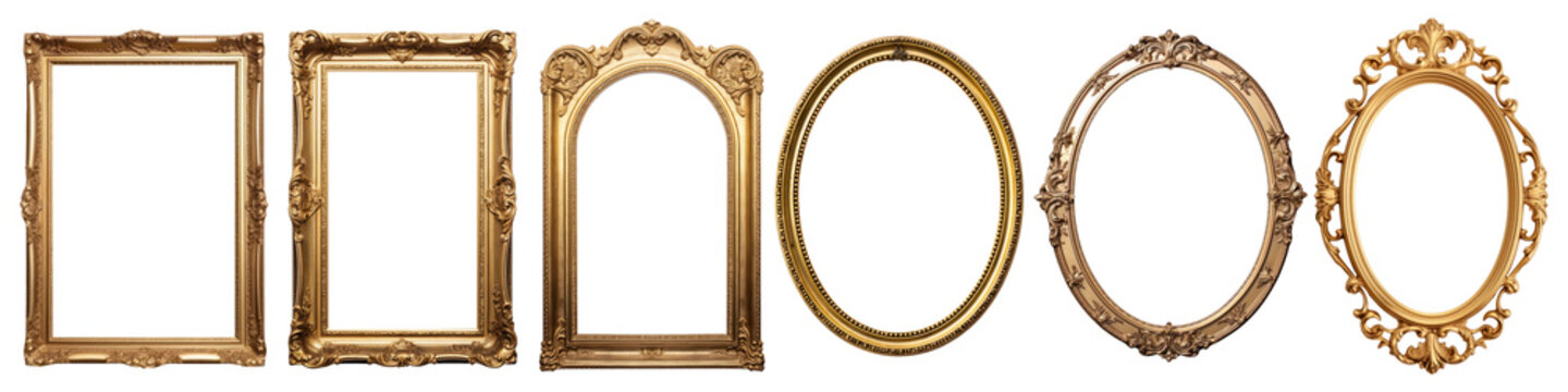 Fototapeta Vintage Gold Frame png element set on transparent background