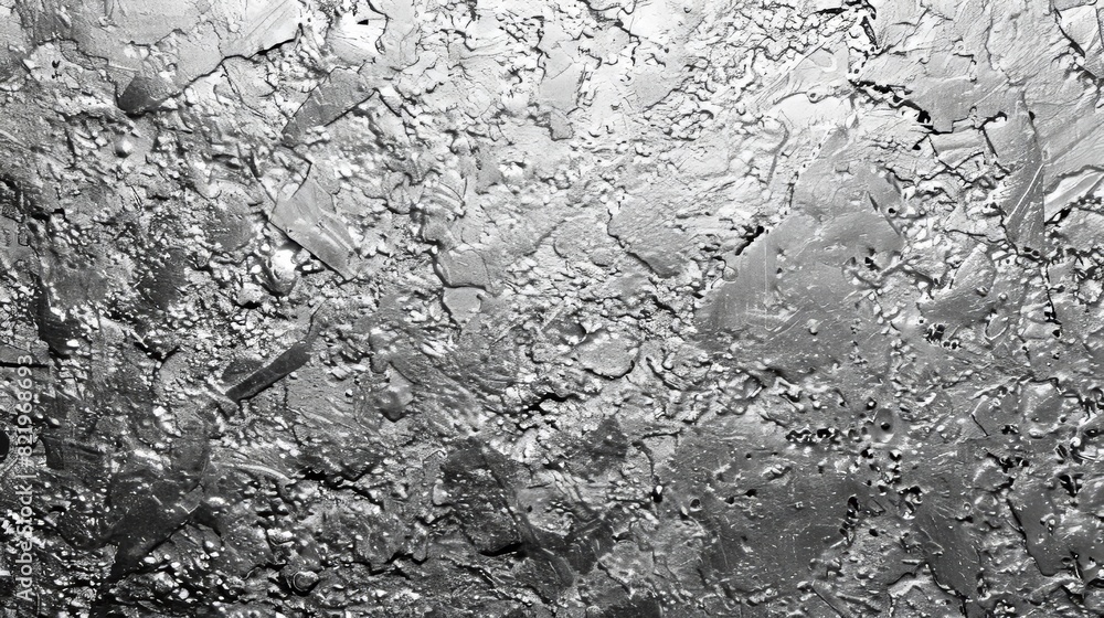 Poster the background is an abstract silver texture with a noise texture.