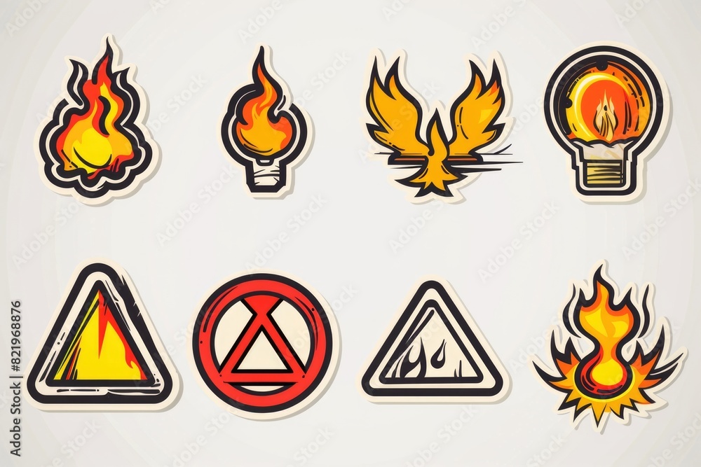 Poster colorful stickers arranged neatly on a white background. great for design projects