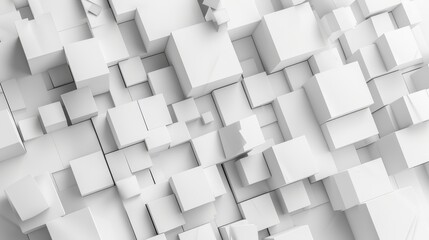 A mockup of chaotic cubes on an abstract geometric background. An abstract geometric background with a white background.