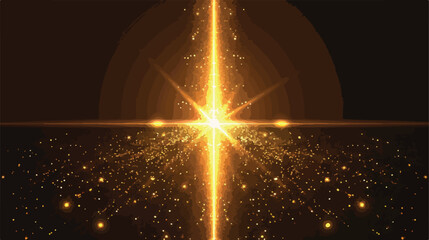 Vertical gold flare on black background. Abstract bg